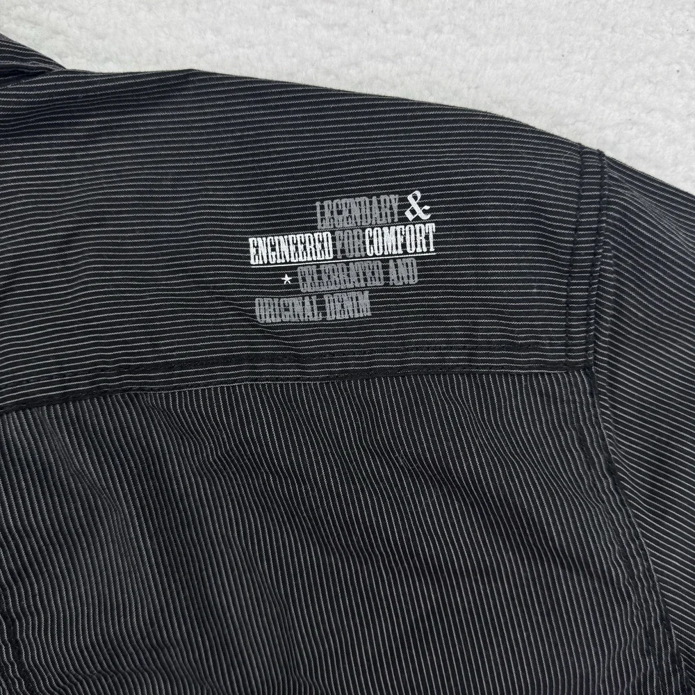 I‎ Jeans Buffalo Mens S Meyer Shirt Button Up Striped Short Sleeve Black White
